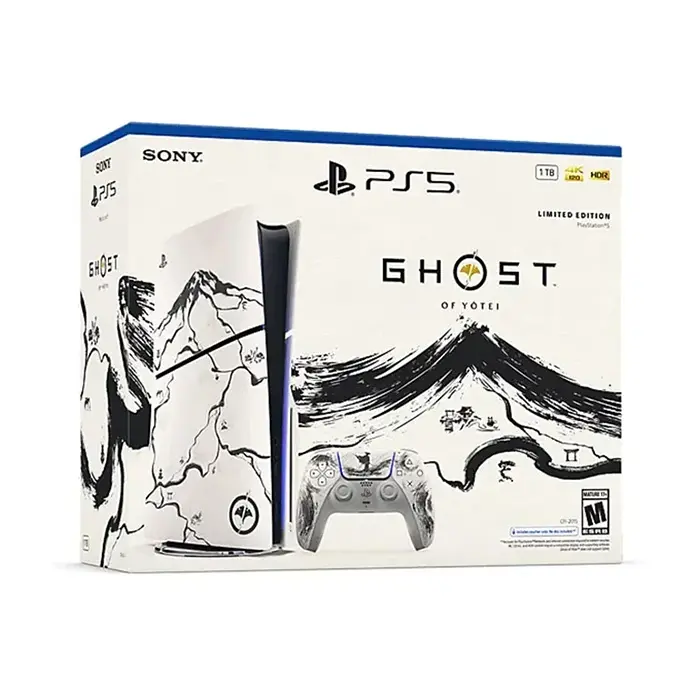 باندل PS5 اسلیم طرح GHOST OF YOTEI نسخه محدود مشکی سفید